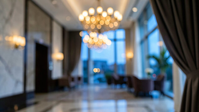 Fully Out Focus Elegant Hotel Lobby