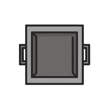 Square pot with handles, top view