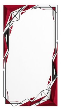 Abstract red and black geometric crystal shard border frame with geometric abstract fragment background vertical template