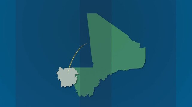 Mali Map with Glowing Digital Network Lines and Connected Regions