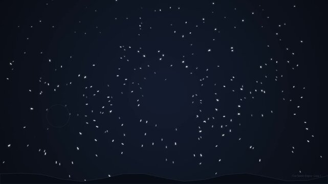 Abstract fireworks digital motion animation displaying glowing white particle explosions on dark blue background night sky