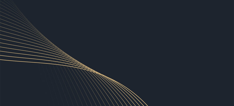 Abstract geometric vector curve lines shape in premium gold color isolated on transtransparent background. Dinamic flowing gold gradient wave pattern. Vector llustration