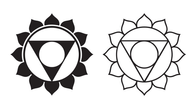 throat chakra silhouette with line art vector icon design