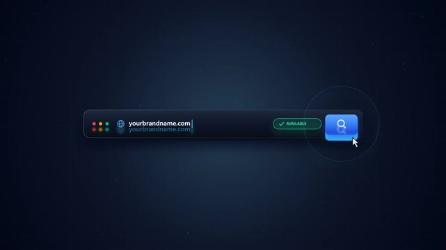 Search bar interface animation showing user typing website address on a dark background motion video clip