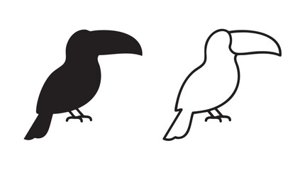 Fototapeta premium toucans silhouette with line art vector icon design featuring toucan