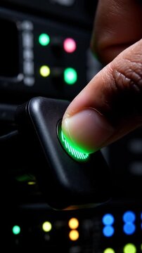 Fingerprint Scanner Authenticating Access on Server Rack