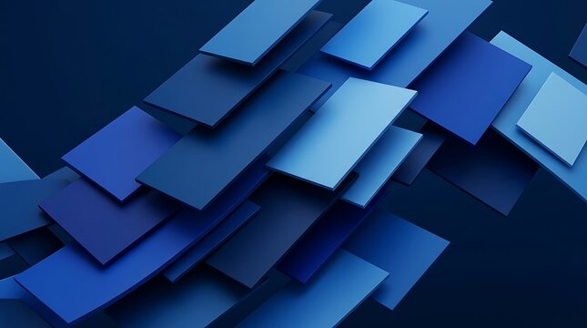 Blue rectangular shapes in abstract 3D composition for modern design backgrounds