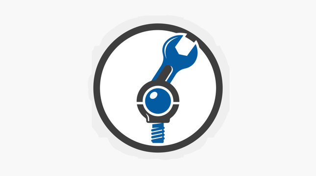 A stylized graphic logo representing mechanical repair and maintenance, featuring a wrench and a bolt.