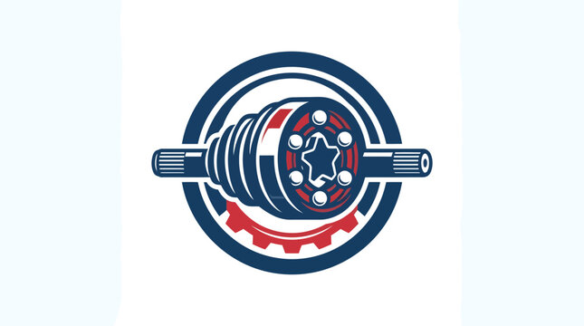 Logo of a car CV joint with gear mechanism. This automotive part is essential for transferring power to a vehicle's wheels