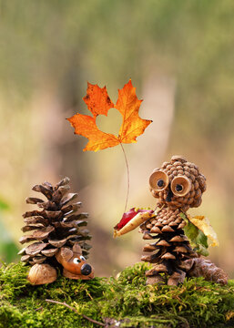 Cozy Autumn Nature Decoration with Woodland Treasures and Colorful Foliage