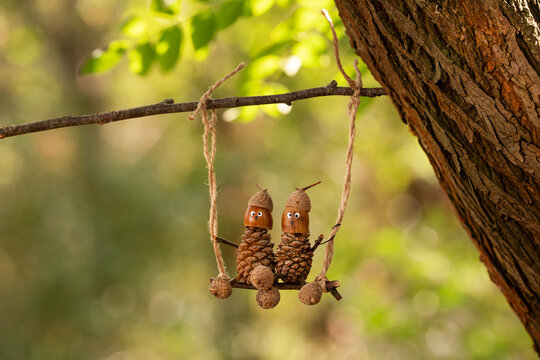 Handmade Woodland Arrangement with Nuts, Cones and Vibrant Fall Leaves