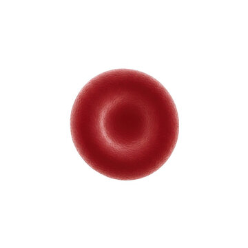 A single red cell, also known as an erythrocyte, shown in a microscopic view against a solid black background, for medical study isolated on a transparent background