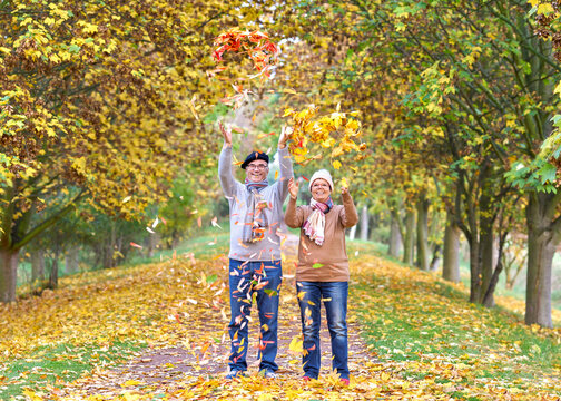 Couple Enjoying Love, Freedom and Happiness During an Autumn Walk
