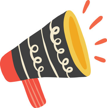 Cute hand drawn doodle illustration of black megaphone with pattern