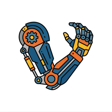 mechanical limb vector illustration robotic arm icon graphic cyborg hand concept art