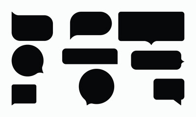 Obraz premium Collection of black speech bubble shapes in various styles for chat messages and communication icons.