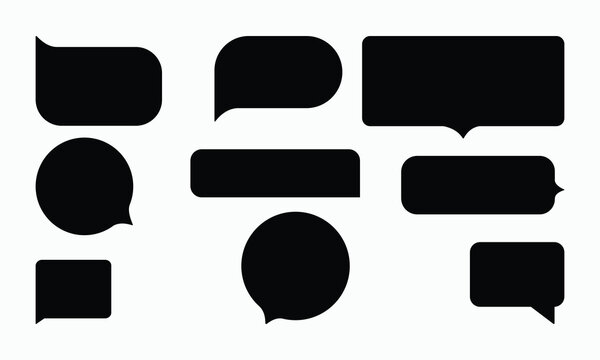 Collection of black speech bubble shapes in various styles for chat messages and communication icons.