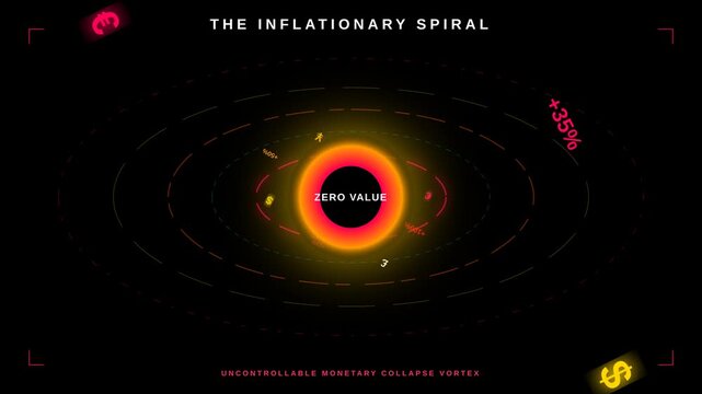 Abstract Inflationary Spiral Motion Graphic Illustrating Monetary Collapse and Economic Crisis