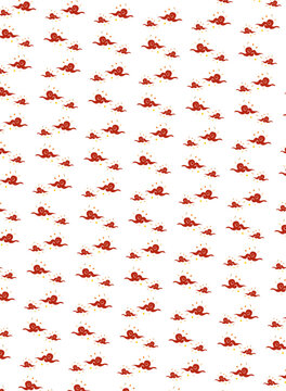 Chinese Lunar New Year-style clouds, pattern on a white background.