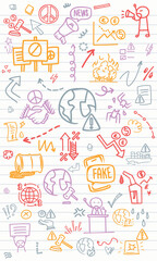 Fototapeta premium Hand Drawn Global Issues News Notebook Paper Backgroun