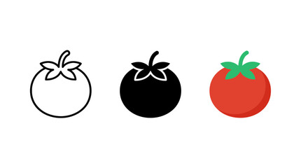 Obraz premium Fresh red tomato vegetable icons in outline solid and flat styles with vegetable illustration ingredient agriculture