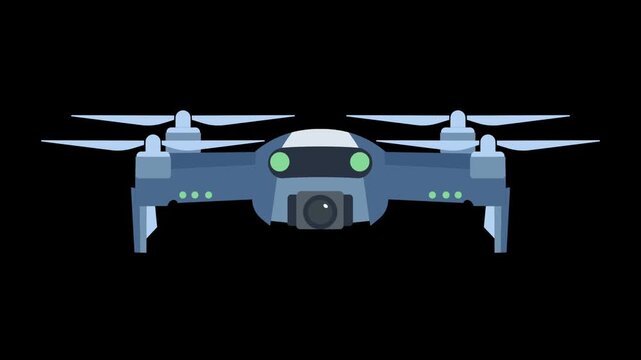 Flying Quadcopter Drone Spinning Propellers Animation On Transparent Background