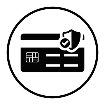 Secure credit card with shield checkmark protection icon