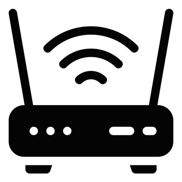 Modern wireless router icon with signal waves