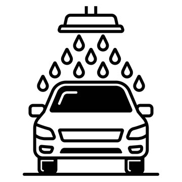 Car getting washed under water pressure spray