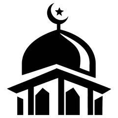 Minimalist mosque dome with crescent moon icon © Sufia
