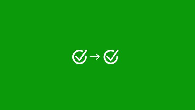 Futuristic progress tracking workflow checklist with two steps Checking icon task.on green screen.Project coordinator tracking a two step workflow progress.4k video