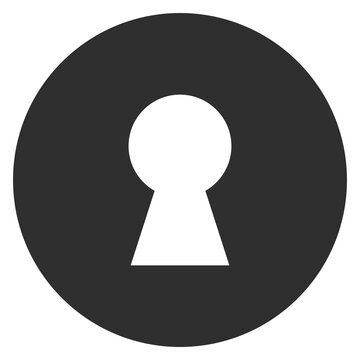 Minimalist keyhole icon in a black circle