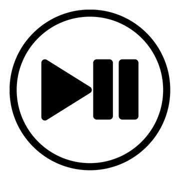 Modern black play and pause button icons in a circle