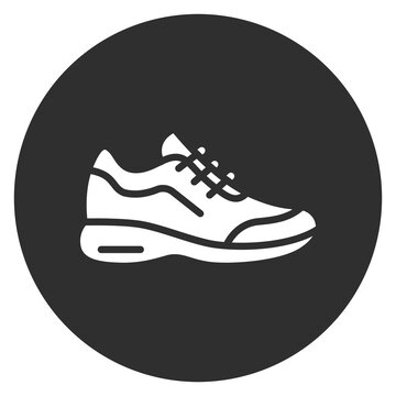 Minimalist sneaker icon on dark circular background