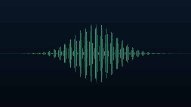 Abstract teal audio waveform visualization on dark background.