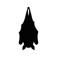 Obraz premium Black hanging bat silhouette vector illustration icon