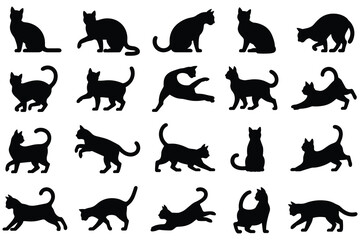 Obraz premium Set of black cat silhouettes