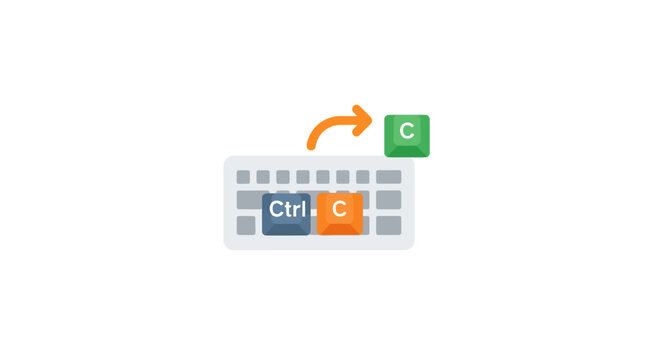 Keyboard Ctrl C Copy Shortcut Icon with Arrow and Green C Key