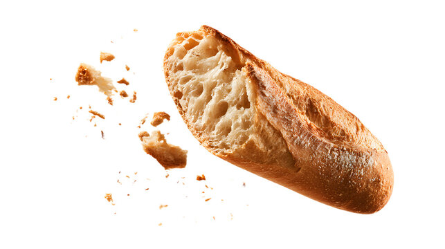Fresh baguette bread isolated on transparent background isolated on transparent background