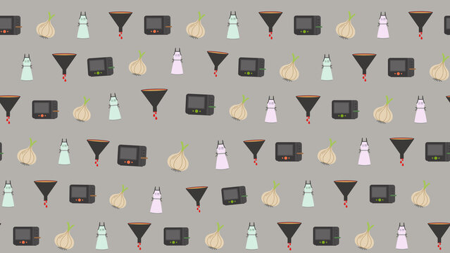 Kitchen and food preparation icons pattern