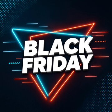 Black Friday promotional banner design featuring neon geometric lines and modern bold typography for annual shopping sales event