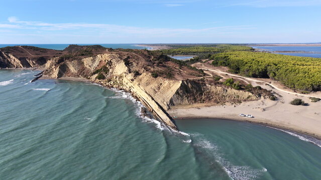 Dalan Beach Cliffs Vlore Albania Aerial View