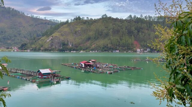 Aerial view of the Lake Laut Tawar in Takengon Aceh province Sumatra Indonesia