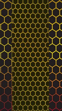 Honeycomb Seamless Pattern with Abstract Hexagons, Yellow Honey Bee Comb Texture, Geometric animation for Wallpaper and Decorative Design