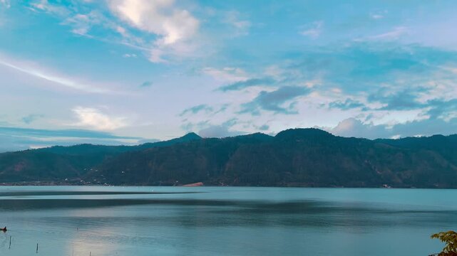 Beautiful scenery of Lake Laut Tawar in Takengon Gayo province Aceh Sumatra Indonesia
