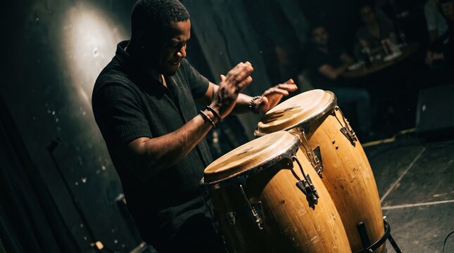 Percussionist playing conga drums