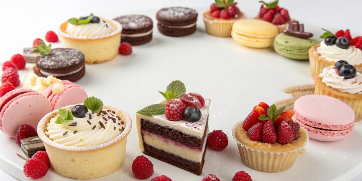 Circle of delightful mini desserts arranged beautifully for a sweet treat experience