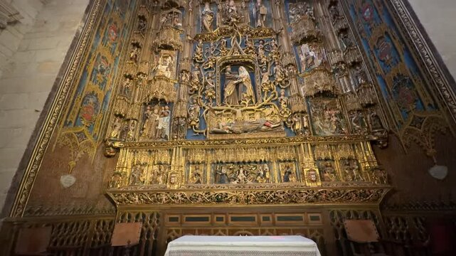 Elaborate Gilded Altarpiece Inside Burgos Cathedral