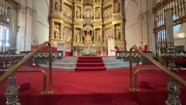 Ceremonial Red Carpet Leading to Altar in Burgos Cathedral