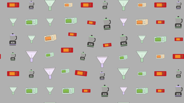 Kitchen appliances and funnels pattern